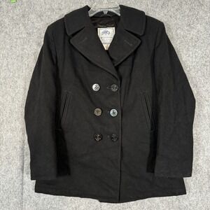 DSCP Military‎ Armed Anchor Jacket Wool Pea Coat Womens 12L Black Nautical